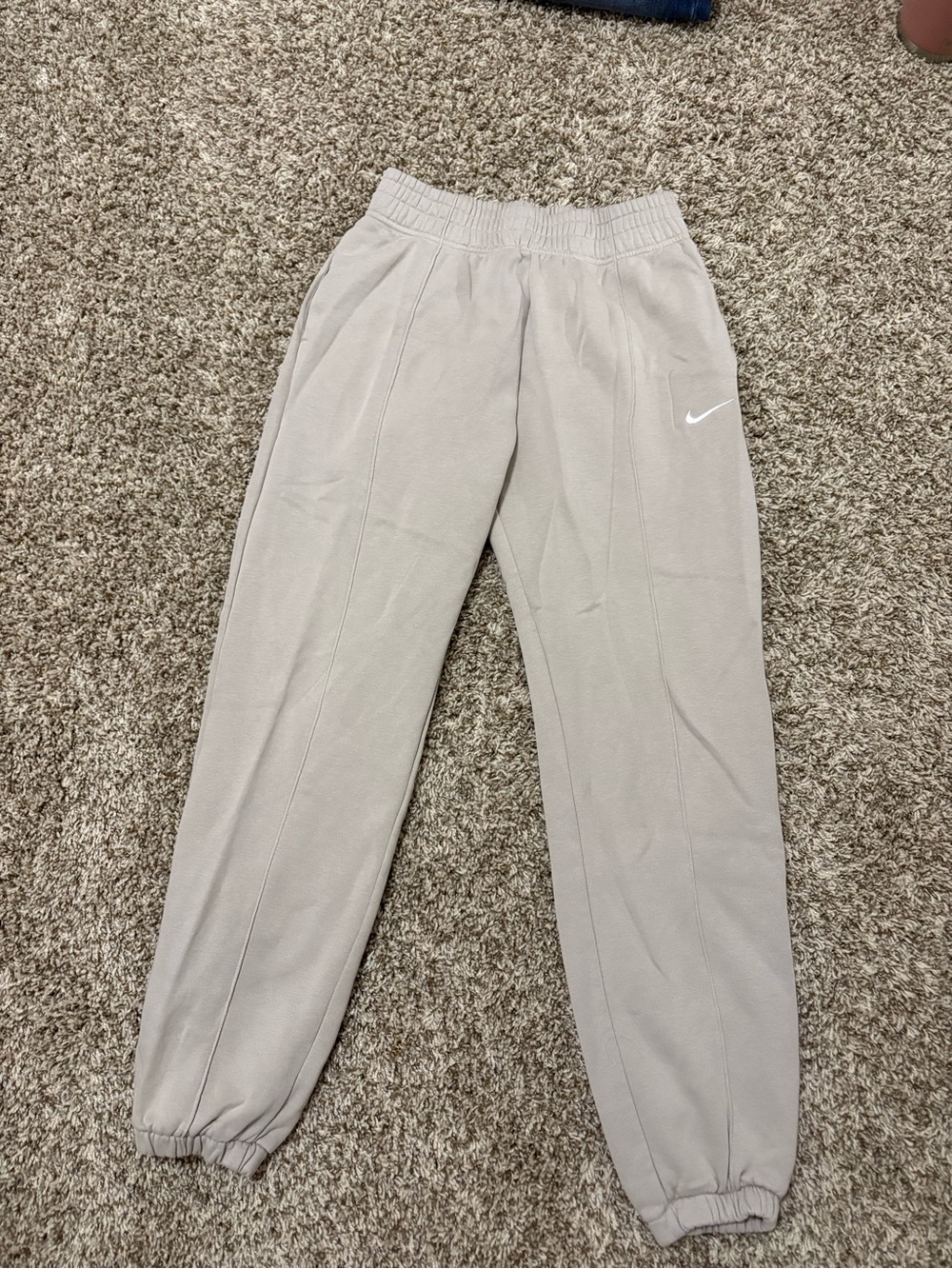 Nike  Light Beige Jogger Sweatpants with White Swoosh